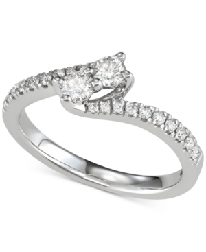image of Diamond Two-Stone Bypass Engagement Ring (1/2 ct. t.w.) in 14k White Gold