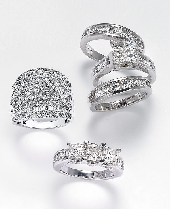 Macy's Diamond 3Pc Princess Bridal Set (4 ct. t.w.) in 14k White Gold