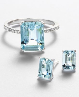 EFFY&reg; Aquamarine Stud Earrings (1-9/10 ct. t.w.) in 14k White Gold