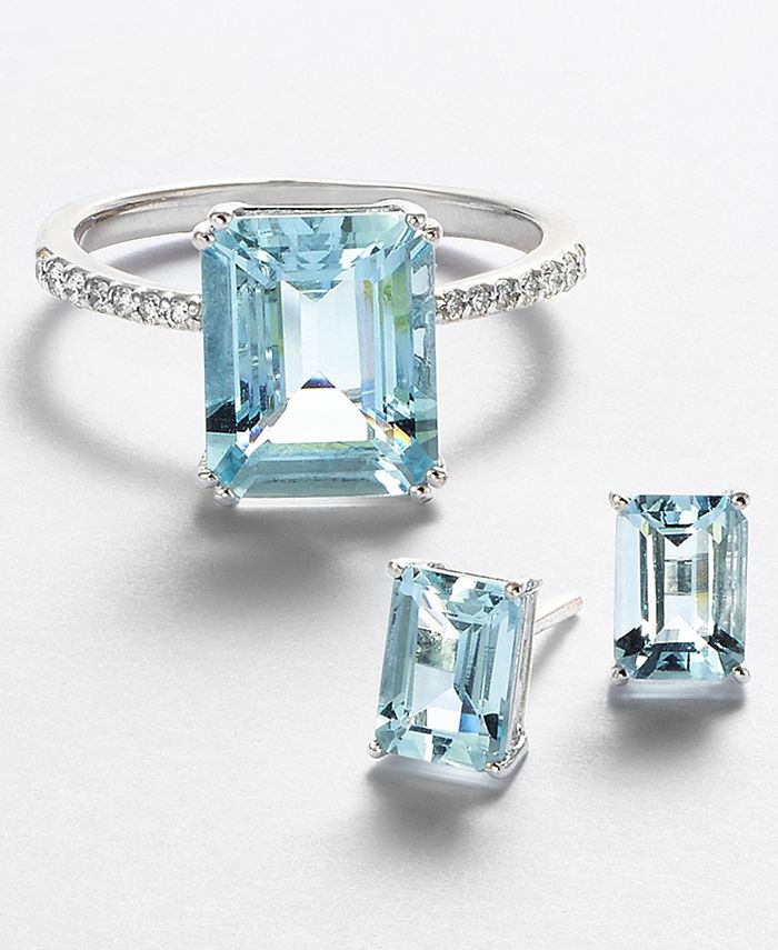 EFFY Collection - Aquamarine Stud Earrings (1-9/10 ct. t.w.) in 14k White Gold