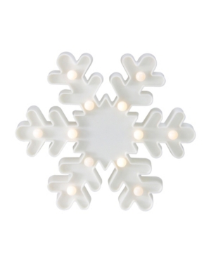 Northlight 9.5" Battery Operated Led Lighted White Snowflake Christmas Marquee Sign In White