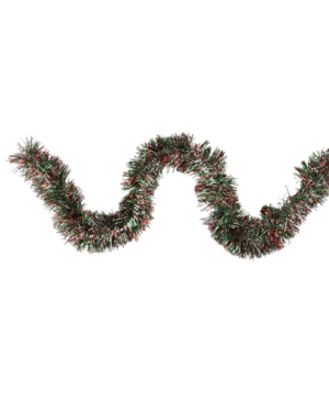 Northlight 50' Shiny Red Green And Silver Christmas Tinsel Garland In Red