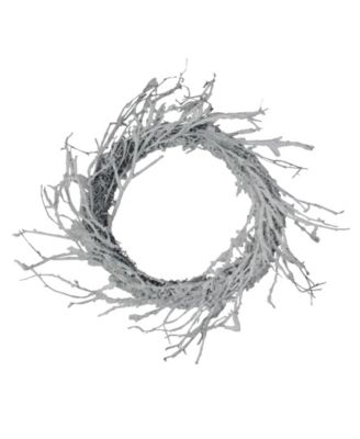 24" Snow Flocked and Iridescent Glitter Twig Artificial Christmas Wreath - Unlit