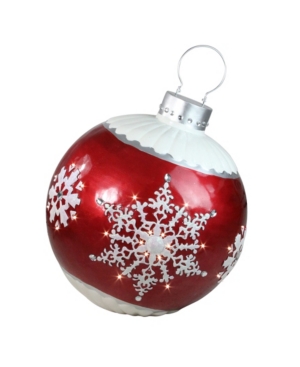 Northlight Kids' 26.5" Led Lighted Red Ball Christmas Ornament With Snowflake Outdoor Decoration