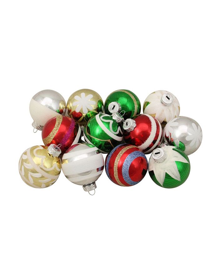 Northlight 12ct Shiny Vintage Striped Glass Ball Christmas Ornaments 2.