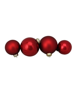 Northlight 72ct Shiny And Matte Red Glass Ball Christmas Ornaments 3.25-4"