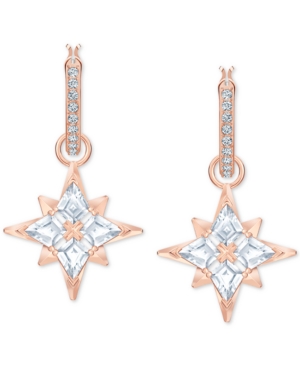 image of Swarovski Rose Gold-Tone Crystal Star Convertible Mini Hoop Earrings