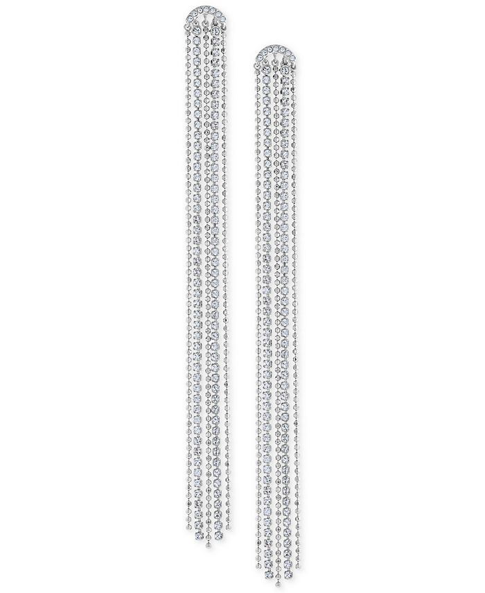 Swarovski Silver-Tone Crystal Tassel Linear Drop Earrings & Reviews ...