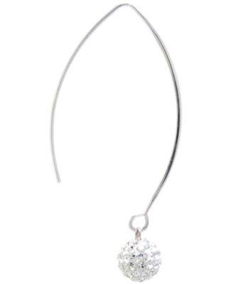 Crystal Pav&eacute; Orb Threader Earrings in Sterling Silver