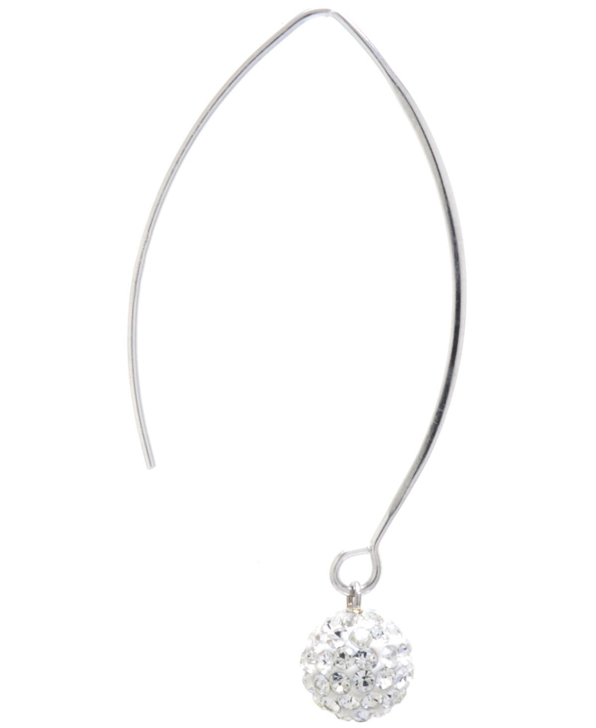 Macy's Crystal Pave Orb Threader Earrings In Sterling Silver In Transparent