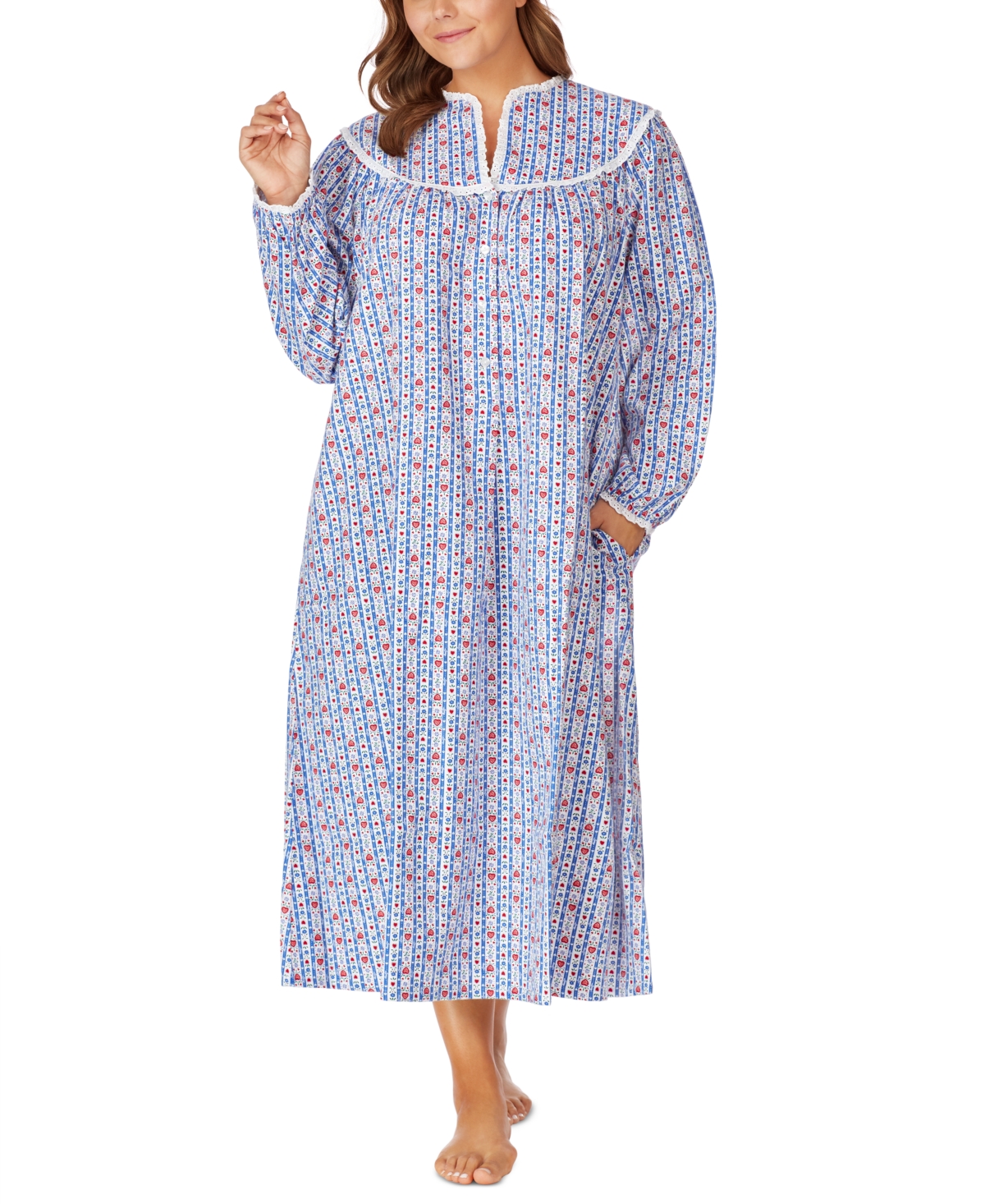 Lanz of Salzburg Plus Size Cotton Flannel Nightgown