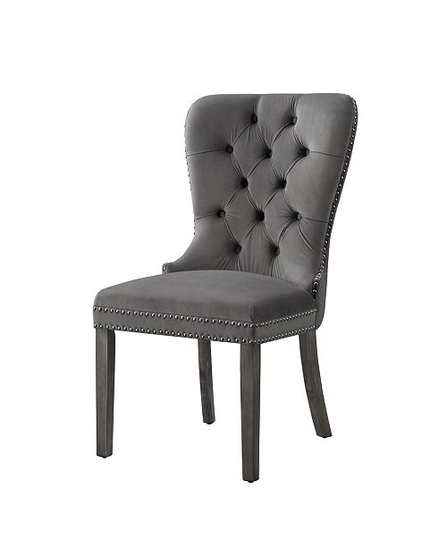 Inspired Home Brielle Upholstered Tufted Dining Chair With Nailheads And Ring Handle Set Of 2 Reviews Furniture Macy S