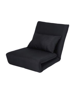 Loungie Relaxie Linen Adjustable Flip Chair In Black