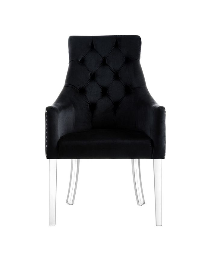 INSPIRED HOME Marilyn Button Tufted Arm Dining Chair with Acrylic Legs
