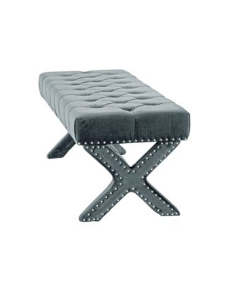 Louis Tufted Nailhead Bench with X-Legs