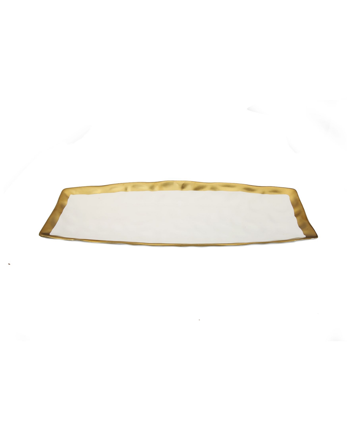 Classic Touch Porcelain Oblong Tray With Rim In White