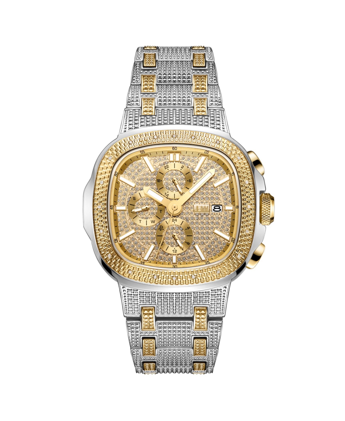 Jbw Men's Diamond (1/5 ct. t.w.) Watch in 18k Gold-Plated Two-tone Stainless-steel Watch 48mm
