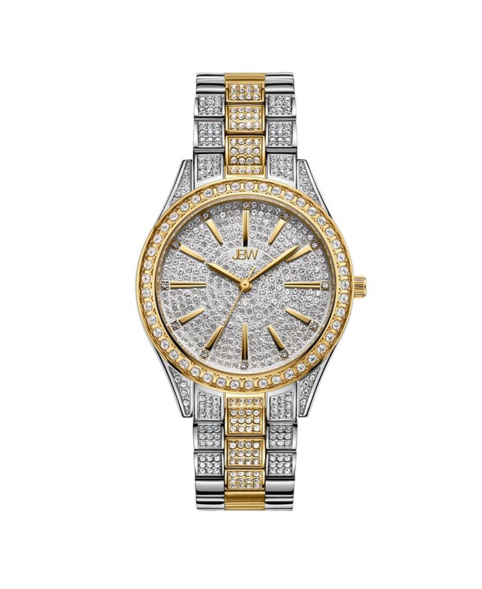 Jbw Women's Cristal Diamond (1/8 ct. t.w.) Watch in 18k Gold-plated Two ...