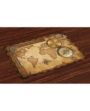Ambesonne Map Place Mats Set of 4