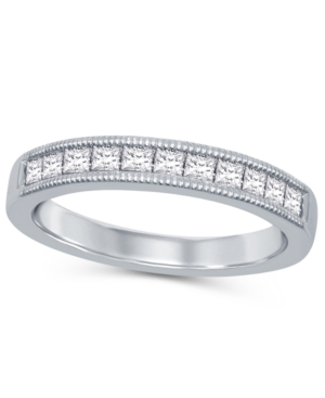 image of Princess Cut Diamond (1/2 ct. t.w.) Channel Band with Beaded Edge in 14K White Gold