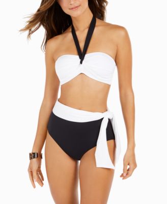 halter top bikini with high waisted bottoms