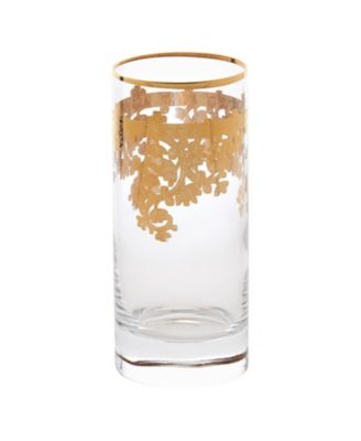 Embellished 24K Gold Crystal High Ball Tumbler, Set of 4