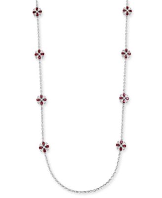 Charter Club - 42" Silver-Tone Stone Long Station Necklace