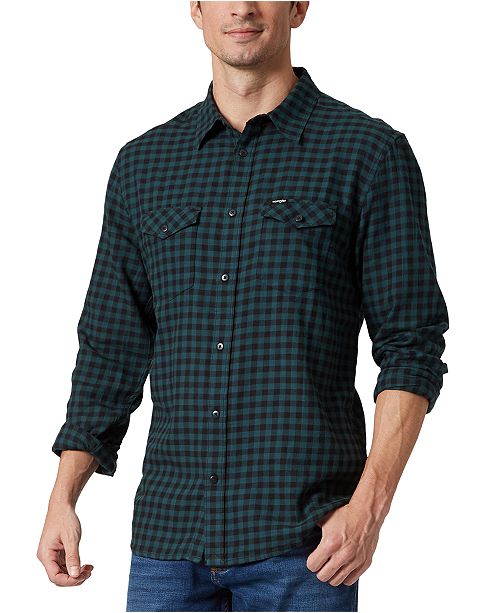 Wrangler Men S Regular Fit Check Shirt Reviews Casual Button