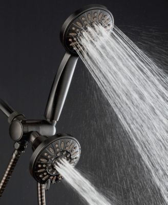 High-Pressure 48-Setting Dual Shower Head Combo with Extra-long 6 Foot Hose