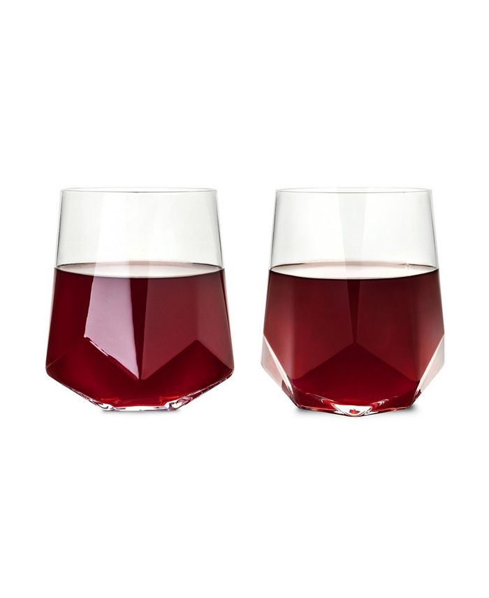 Viski Raye Faceted Crystal Wine Glass Set Of 2 And Reviews Glassware And Drinkware Dining Macy S