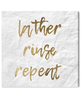 Lather Rinse Repeat Gold Canvas Art, 16" x 16"