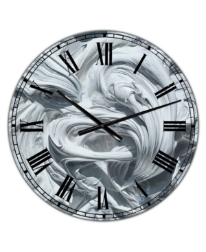 Designart Waves of White Gray Paint Large Modern Wall Clock - 36