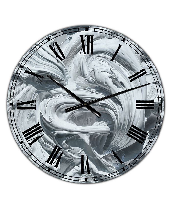 Designart Waves of White Gray Paint Large Modern Wall Clock - 36" x 28 ...