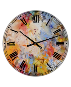 DESIGNART BLUE AND YELLOW COLOR WHIRLS LARGE MODERN WALL CLOCK - 36" X 28" X 1"