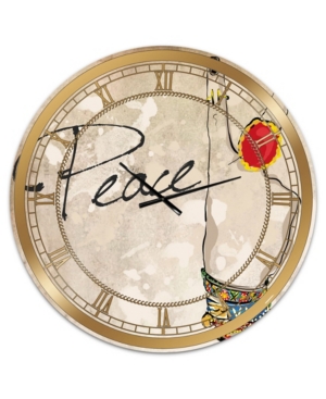 Designart Gypsy Hippy Hand Peace Large Cottage Wall Clock - 36 X 36 In Brown
