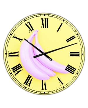 Designart Pink Banana Large Modern Wall Clock - 36