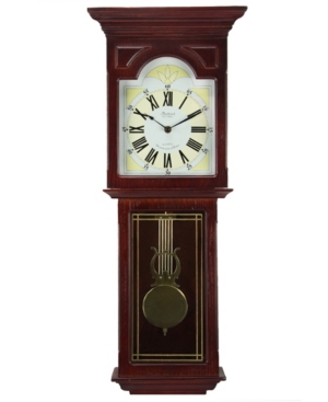 Bedford Clock Collection 23" Wall Clock With Pendulum And Chime In Redwood Oak