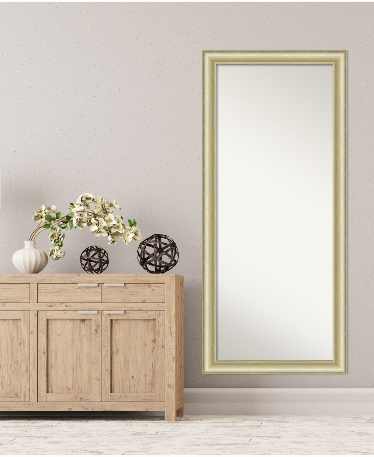 Amanti Art Textured Lighttone Framed Floor/Leaner Length Mirror, 29