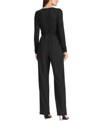 Lauren Ralph Lauren Lace-Panel Jersey Jumpsuit	