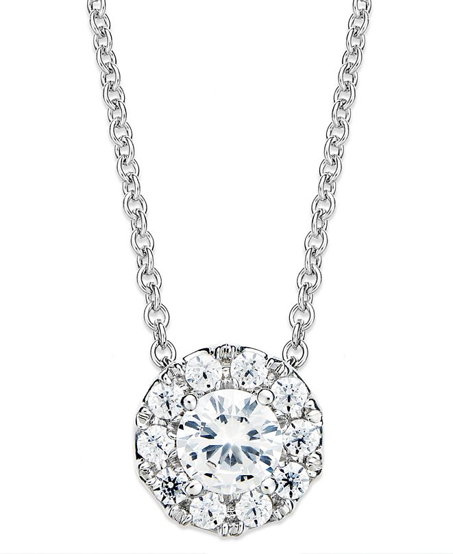 Macy's Diamond Circle Pendant Necklace in 14k White Gold (1/2 ct. t.w