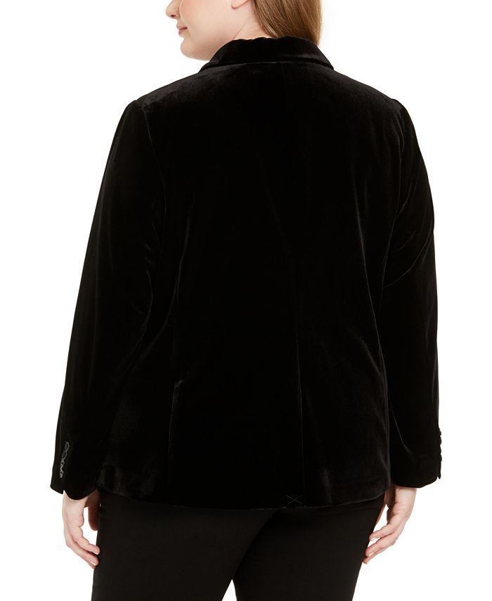 Calvin Klein Plus Size Velvet One-Button Blazer - Macy's