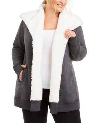 plus size fleece lined coat