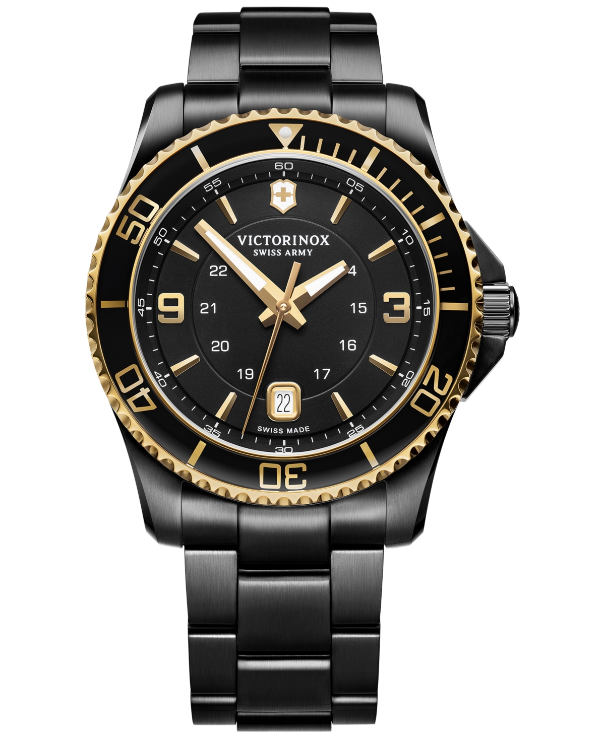 Victorinox Men's Maverick Black Pvd Stainless Steel Bracelet Watch 43mm In Black / Gold Tone