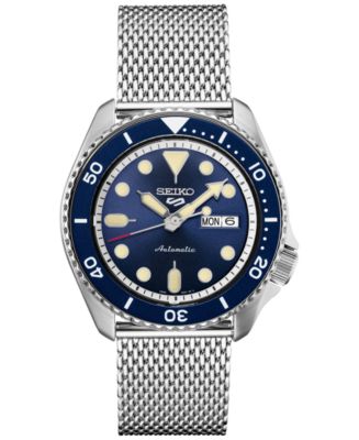 Seiko Men's Automatic 5 Sports Stainless Steel Mesh Bracelet Watch