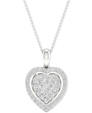 image of Diamond Heart Cluster Pendant Necklace (1/2 ct. t.w.) in Sterling Silver, 16