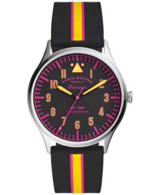 Forrester Black Striped Silicone Strap 