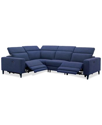 Furniture - Sleannah 4-Pc. Fabric "L" Shape Sectional with 2 Power Recliners