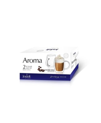 Aroma Double Wall Glass Coffee Mugs, Set of 2