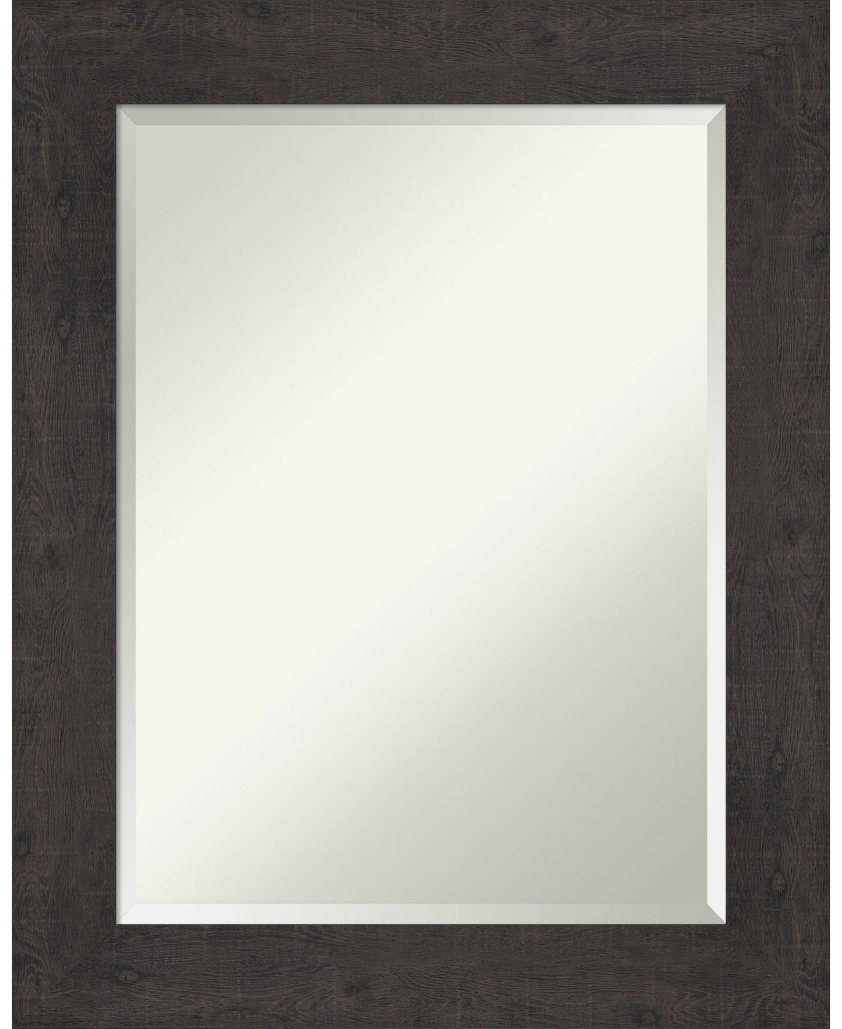 Rustic Plank Framed Bathroom Vanity Wall Mirror, 23.38" x 29.38" - Dark Brown