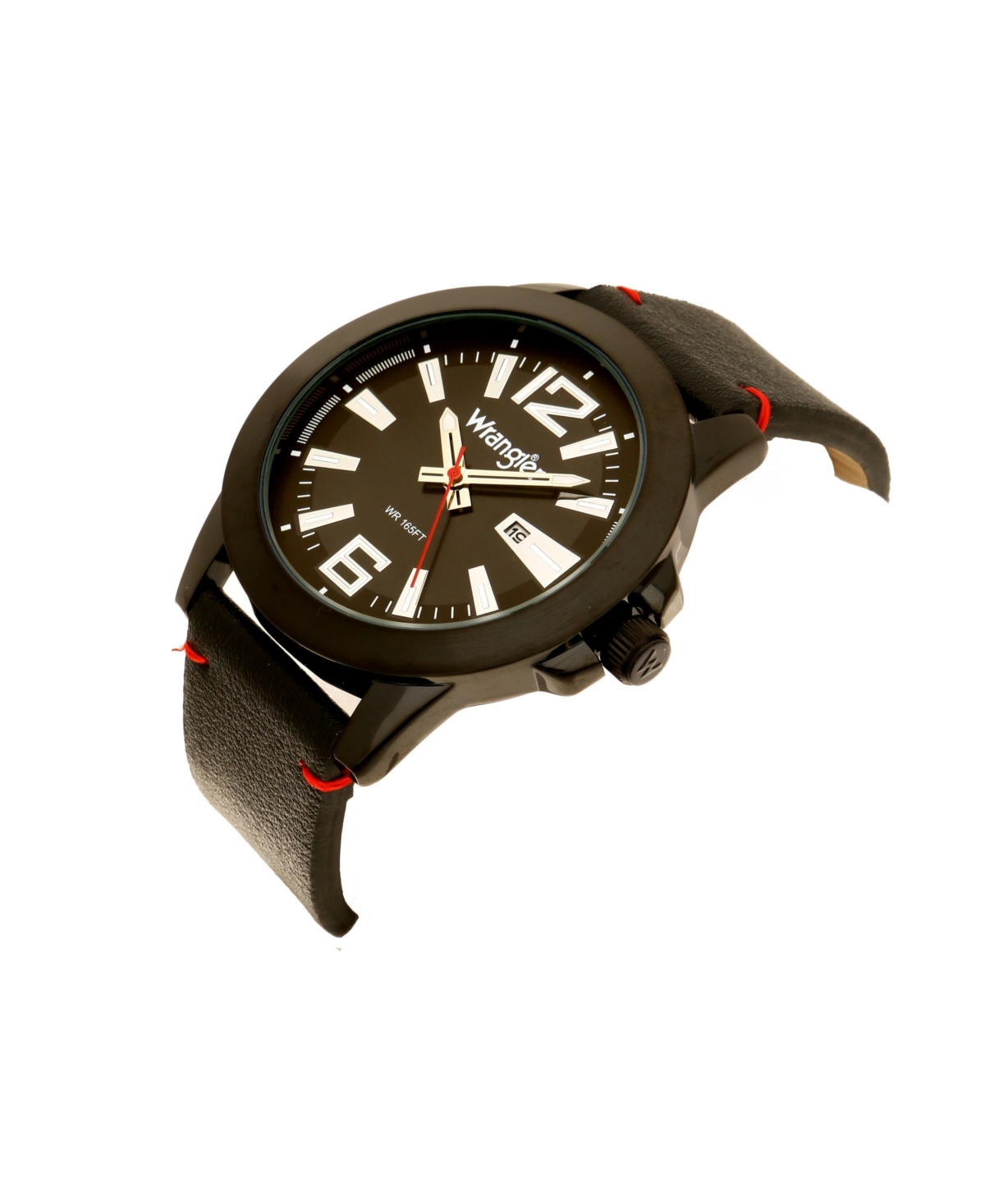 Wrangler Men's Watch, 48MM Silver Case,Dial,Strap, Analog, Second Hand, Date Function - Black